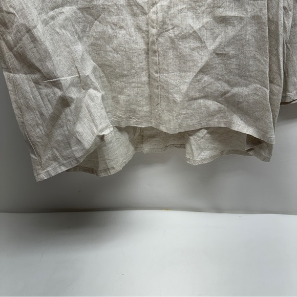 BRYN Walker Lily SMALL Light Linen Round Neck Ruffle 3/4 Bell Sleeve High-Low - Picture 5 of 11